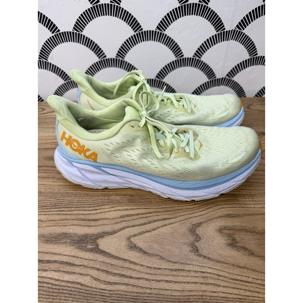 Hoka Clifton 8 Lime Green Mens 11.5D Running Walking Shoes Green